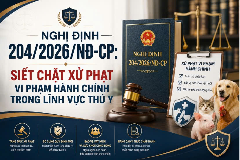 Nghị định 204/2026/NĐ-CP: Siết chặt xử phạt vi phạm hành chính trong lĩnh vực thú y Nghị định 204/2026/NĐ-CP: Siết chặt xử phạt vi phạm hành chính trong lĩnh vực thú y